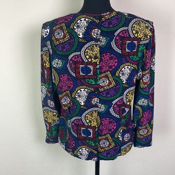 Vintage Evan Picone geometric designed l/s blouse women’s 14 - Picture 7 of 15
